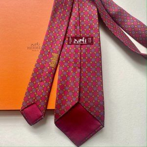 HERMES Vintage Silk Tie, Like New, Red 978 SA